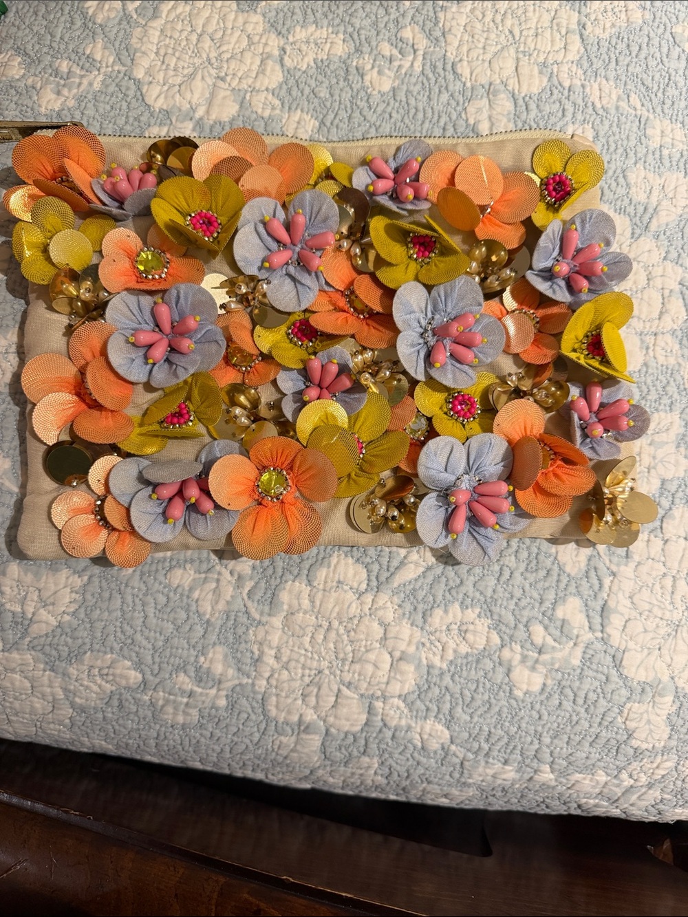 ASOS Floral Embellished Clutch in Orange, Yellow & Light Blue